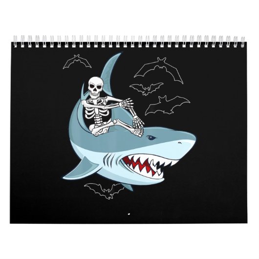 Skeleton Riding Shark Funny Halloween Geschenke Kalender (Titelbild)