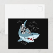 Skeleton Riding Shark Funny Halloween Geschenke Postkarte (Vorne/Hinten)