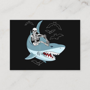 Skeleton Riding Shark Funny Halloween Geschenke Visitenkarte
