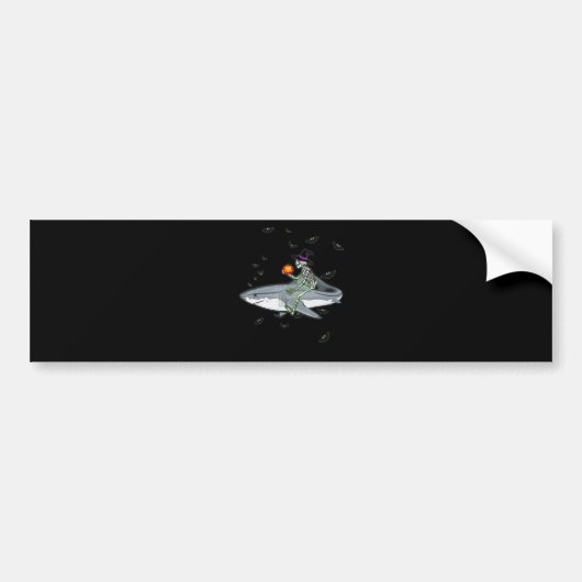 Skeleton Riding Shark - Funny Halloween Shark Gesc Autoaufkleber (Vorne)