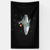 Skeleton Riding Shark - Funny Halloween Shark Gesc Banner (Vertikal)