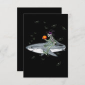 Skeleton Riding Shark - Funny Halloween Shark Gesc Dankeskarte (Vorne/Hinten)