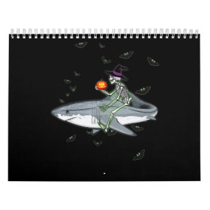 Skeleton Riding Shark - Funny Halloween Shark Gesc Kalender