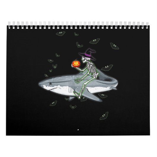 Skeleton Riding Shark - Funny Halloween Shark Gesc Kalender (Titelbild)