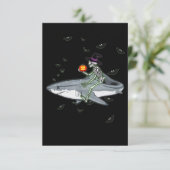 Skeleton Riding Shark - Funny Halloween Shark Gesc RSVP Karte (Stehend Vorderseite)