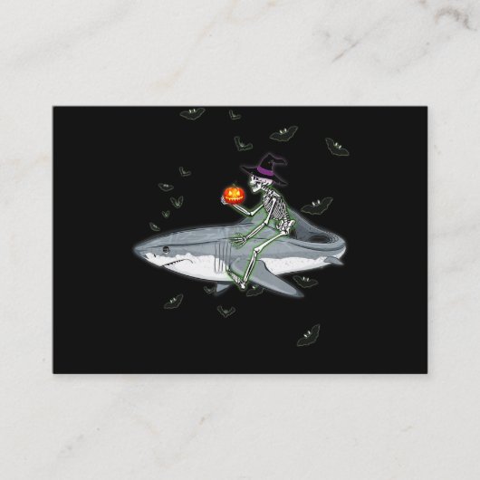 Skeleton Riding Shark - Funny Halloween Shark Gesc Visitenkarte (Vorderseite)