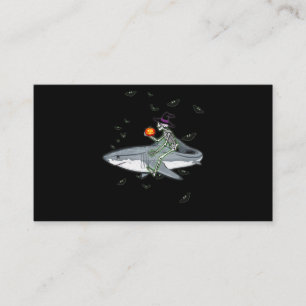 Skeleton Riding Shark - Funny Halloween Shark Gesc Visitenkarte