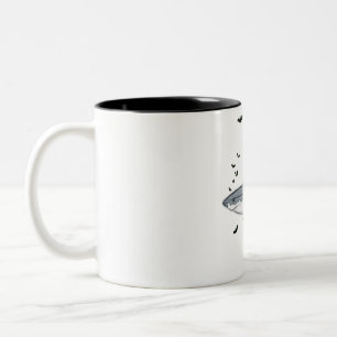Skeleton Riding Shark - Funny Halloween Shark Gesc Zweifarbige Tasse