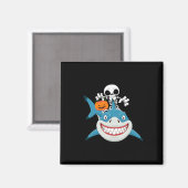 Skeleton Riding Shark Jack O'lantern Pumpkin Hallo Magnet (Vorderseite/Rückseite)