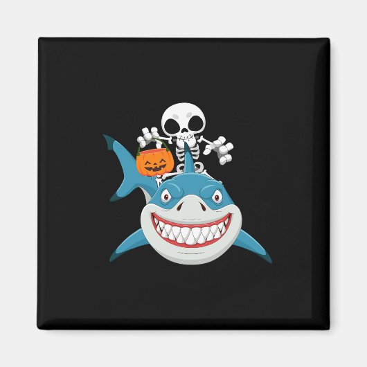 Skeleton Riding Shark Jack O'lantern Pumpkin Hallo Magnet (Vorne)