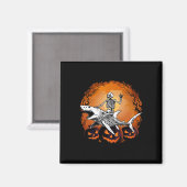 Skeleton Riding Shark Lazy Halloween Anzug Funny Magnet (Vorderseite/Rückseite)