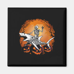 Skeleton Riding Shark Lazy Halloween Anzug Funny Magnet