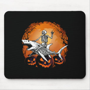 Skeleton Riding Shark Lazy Halloween Anzug Funny Mousepad