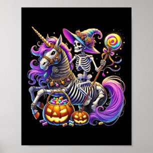 Skeleton Riding Skeleton Einhorn Halloween Kostüm Poster