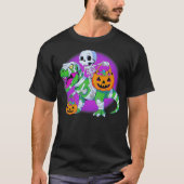 Skeleton Riding T-Rex Mummy Dinosaur Halloween Fun T-Shirt (Vorderseite)