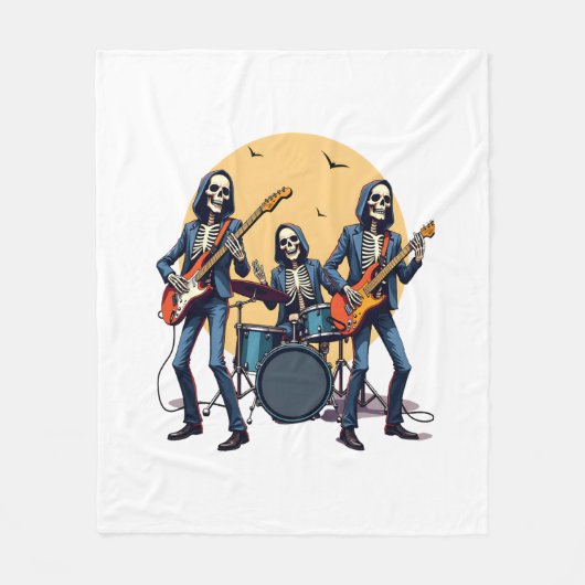 Skeleton Rock Band - Funny Halloween Shirt Fleecedecke (Vorderseite)