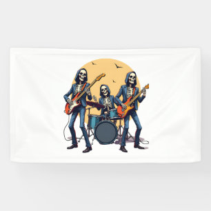 Skeleton Rock Band – Lustiges Halloween-Shirt Banner