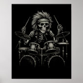 Skeleton Rock Drummer - Spooky Halloween Music Poster (Vorne)