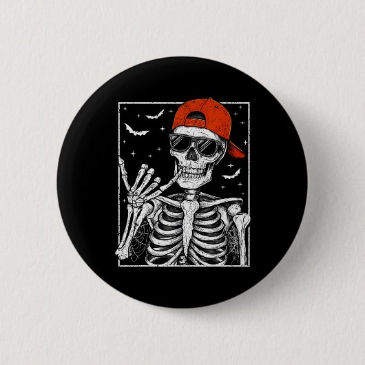 Skeleton Rock Hand Halloween Kostüm Cool Rock Muse Button (Vorderseite)