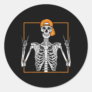 Skeleton Rock Hand Halloween Kostüm Cool Rock Muse Runder Aufkleber