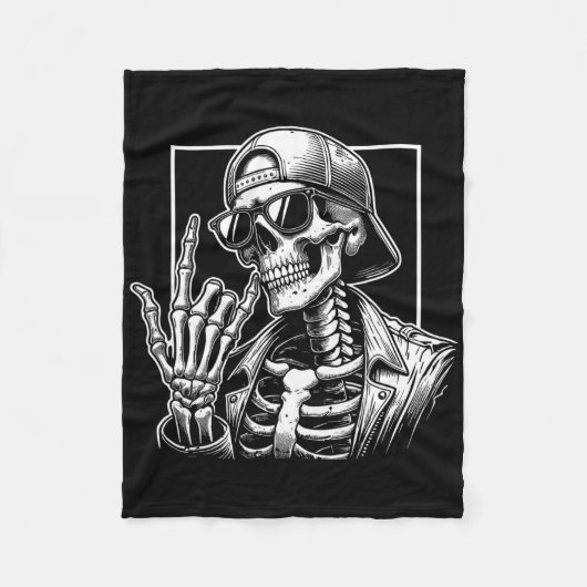 Skeleton Rock Hand Halloween Kostümrocker Cool R Fleecedecke (Vorderseite)