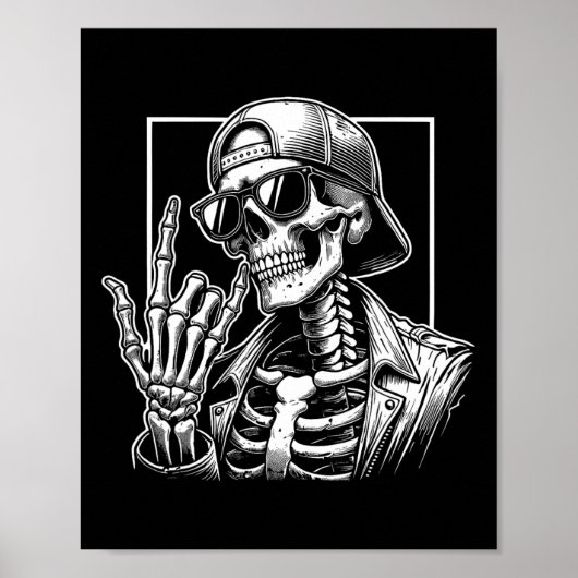 Skeleton Rock Hand Halloween Kostümrocker Cool R Poster (Vorne)