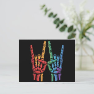 Skeleton Rock Hand LGBTQ Regenbogenflagge Gay Prid Postkarte