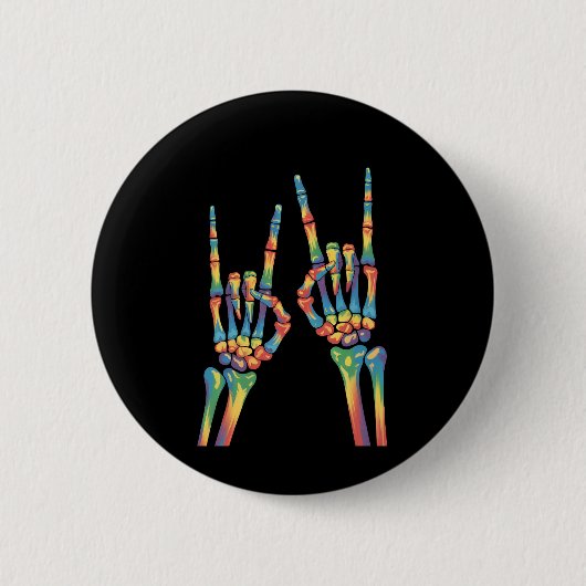 Skeleton Rock Hand Rainbow LGBTQ Gay Lesbian Prix Button (Vorderseite)