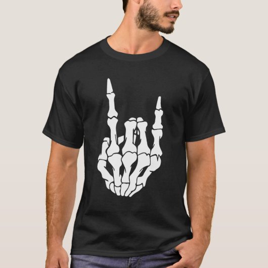 Skeleton Rock Hand Sign Guitar Pick Guitarists Gui T-Shirt (Vorderseite)