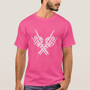 Skeleton Rock Horns Hand Symbol Geste T-Shirt