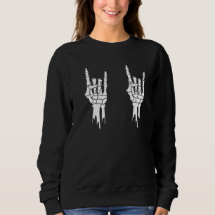 Skeleton Rock on Hand Halloween Männer Frauen Kind Sweatshirt