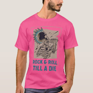 Skeleton Rock Roll bis zum Tod Punk Rock Konzert T-Shirt