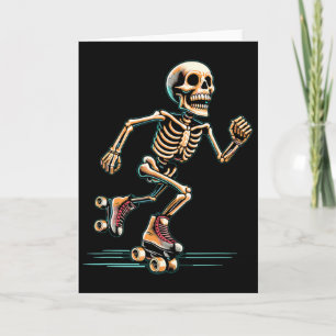 Skeleton Roller Skaten Skater Halloween Karte