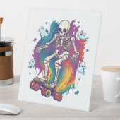 Skeleton Roller Skater Sockelschild (In Situ)