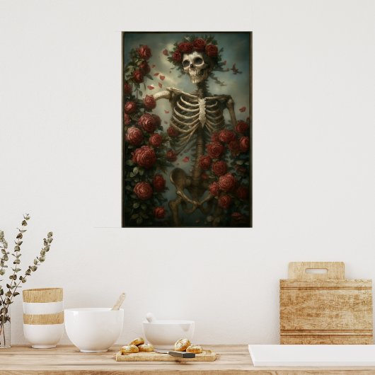 Skeleton & Roses Poster (Küche)