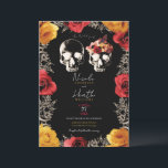 Skeleton Roter Gelber Fall Blumenhochzeit Einladung<br><div class="desc">Anpassen an Ihr Ereignis</div>