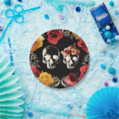 Skeleton Roter Gelber Fall Blumenhochzeit Pappteller (Party)