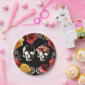 Skeleton Roter Gelber Fall Blumenhochzeit Pappteller (Party)