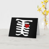 Skeleton Rotes Herz Karte (Gelbe Blume)