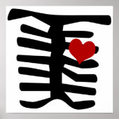 Skeleton Rotes Herz Poster (Vorne)