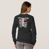 Skeleton rotes Herz T-Shirt (Schwarz voll)