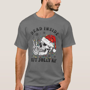 Skeleton sagt Hallo mit Weihnachtsmannmütze im Inn T-Shirt