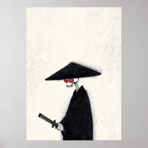 Skeleton Samurai mit Katana und Hat Halloween Poster