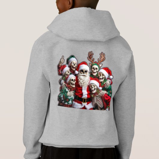 Skeleton Santa Christmas Group Photo – Festive 3D Hoodie (Rückseite)