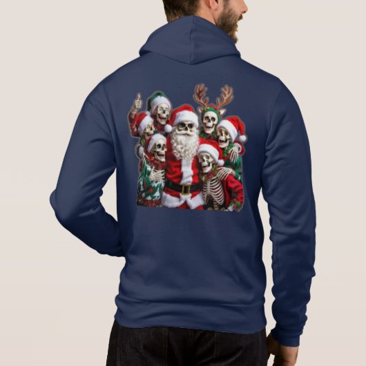 Skeleton Santa Christmas Group Photo – Festive 3D  Hoodie (Rückseite)