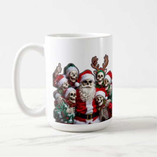 Skeleton Santa Christmas Group Photo – Festive 3D  Kaffeetasse (Links)