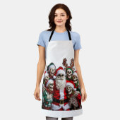 Skeleton Santa Christmas Group Photo – Festive 3D  Schürze (Getragen)