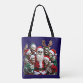 Skeleton Santa Christmas Group Photo – Festive 3D  Tasche (Rückseite)