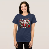 Skeleton Santa Christmas Group Photo – Festive 3D  Tri-Blend Shirt (Vorderseite voll)