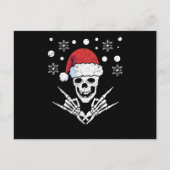 Skeleton Santa Claus Cap Rock And Roll Hand Postkarte (Vorderseite)